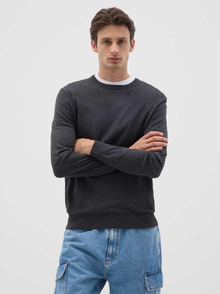 Grey viscose blend jumper regular fit_0