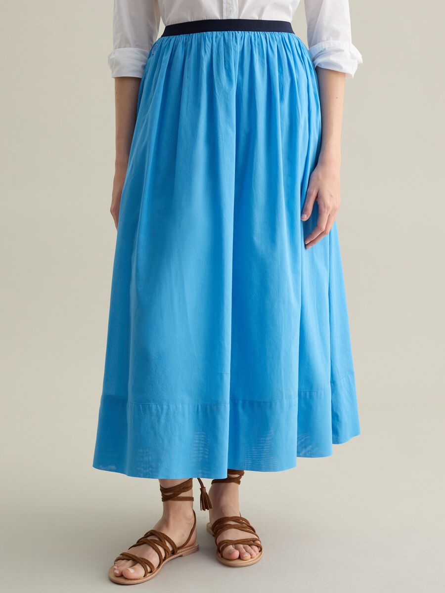 Light blue midi skirt in cotton_1