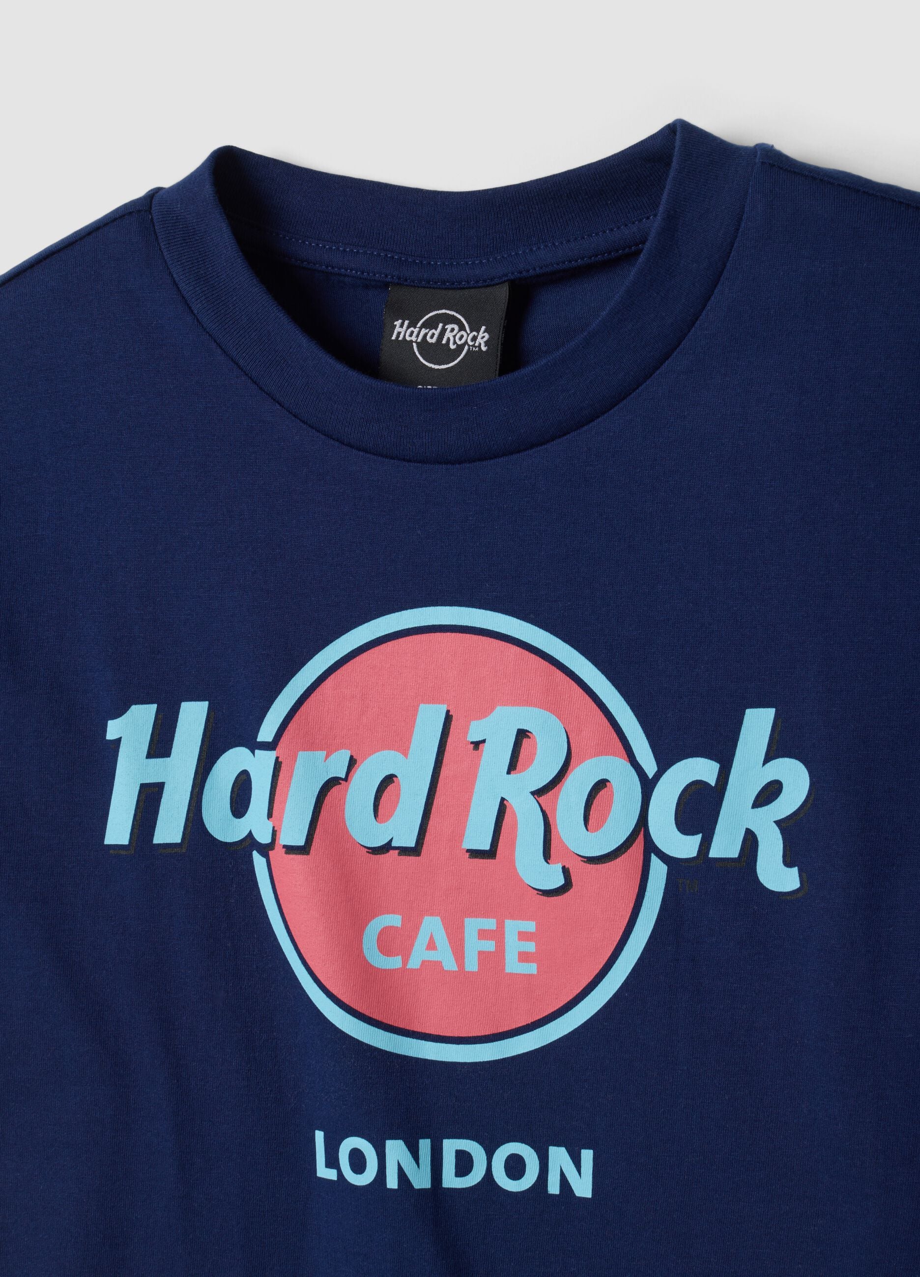 Blue pure cotton T-shirt with Hard Rock Cafe logo