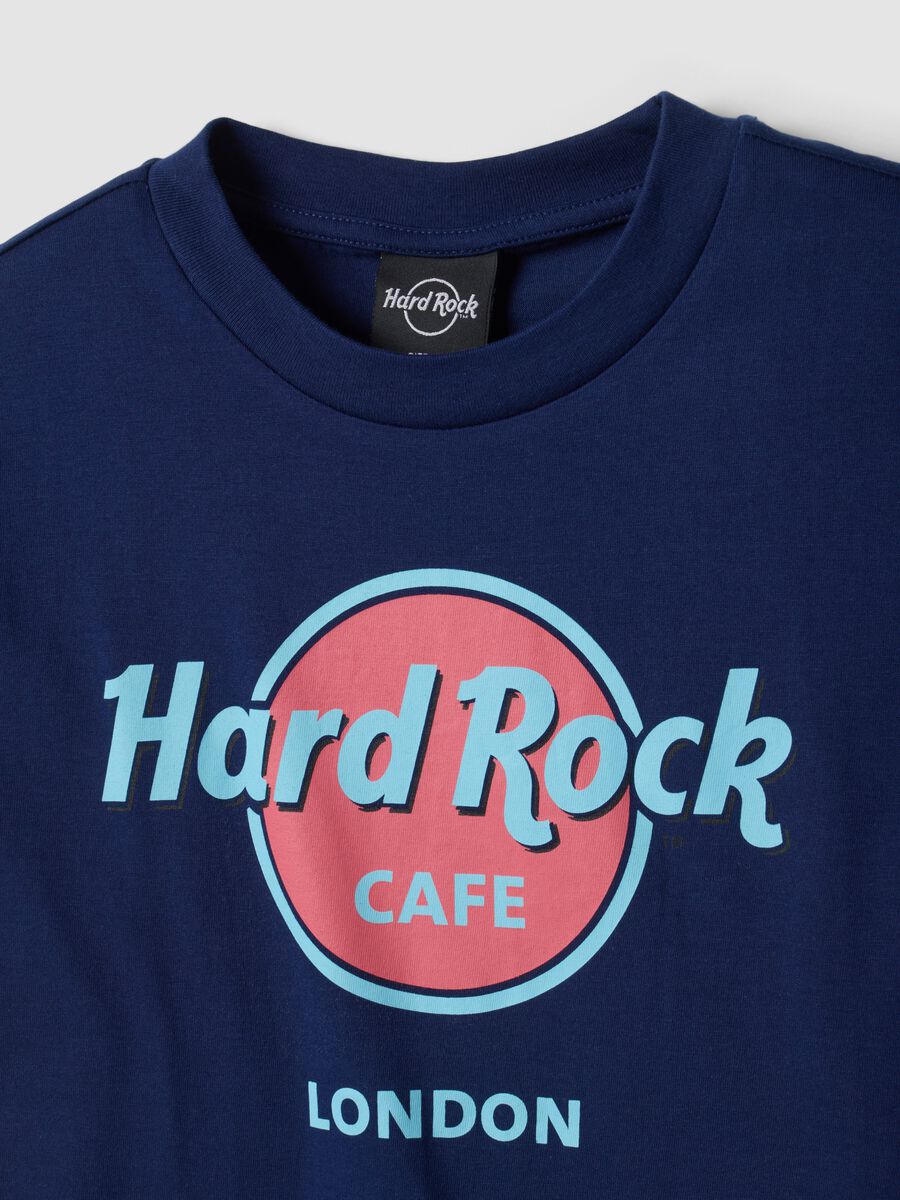 Blue pure cotton T-shirt with Hard Rock Cafe logo_1