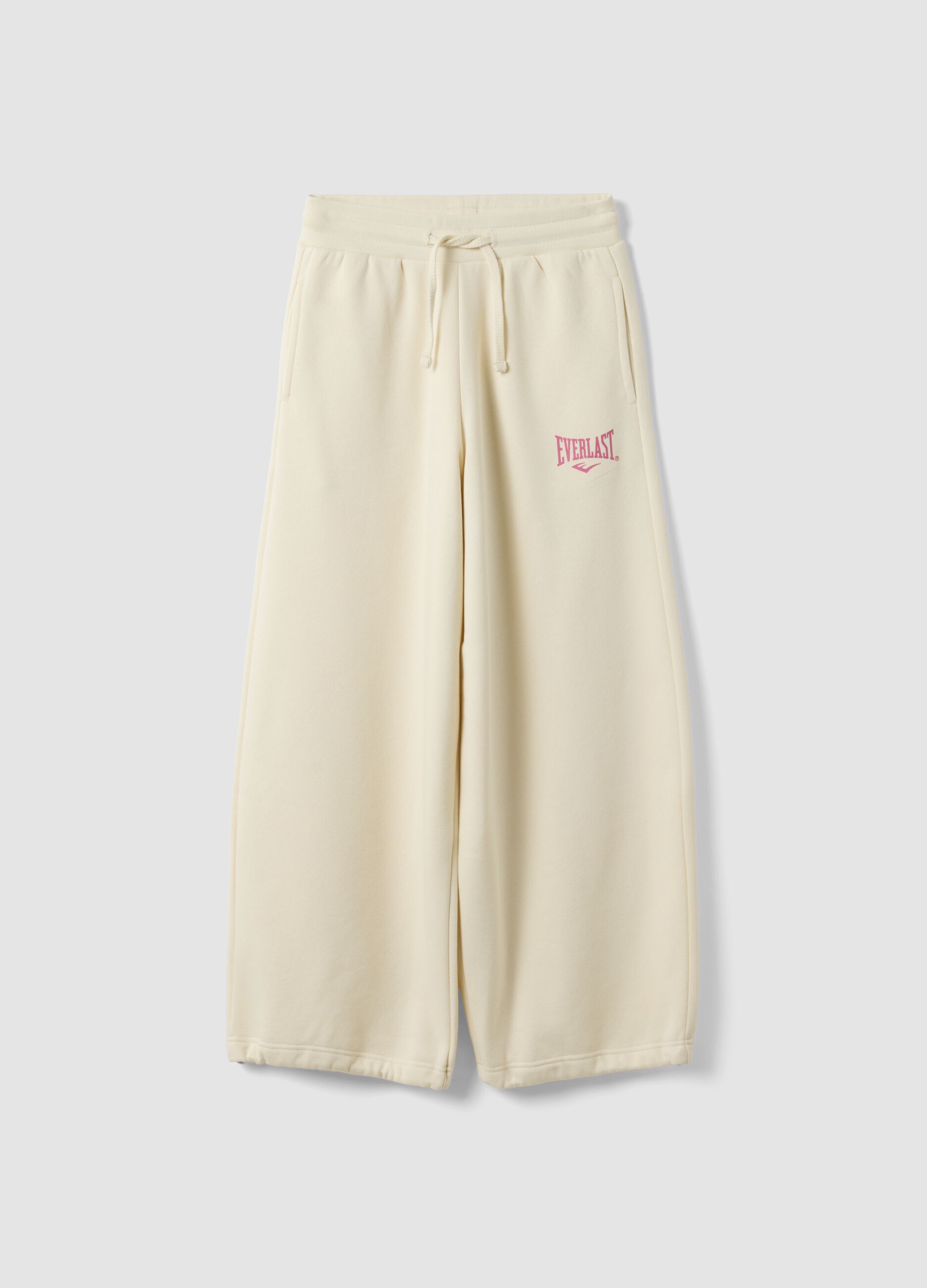 White cotton-blend wide-leg trousers