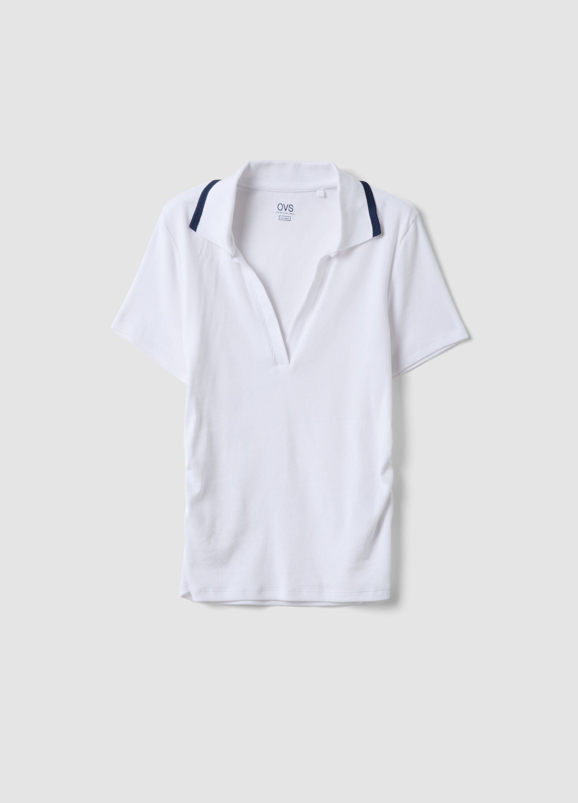 White regular-fit stretch cotton short-sleeve polo shirt