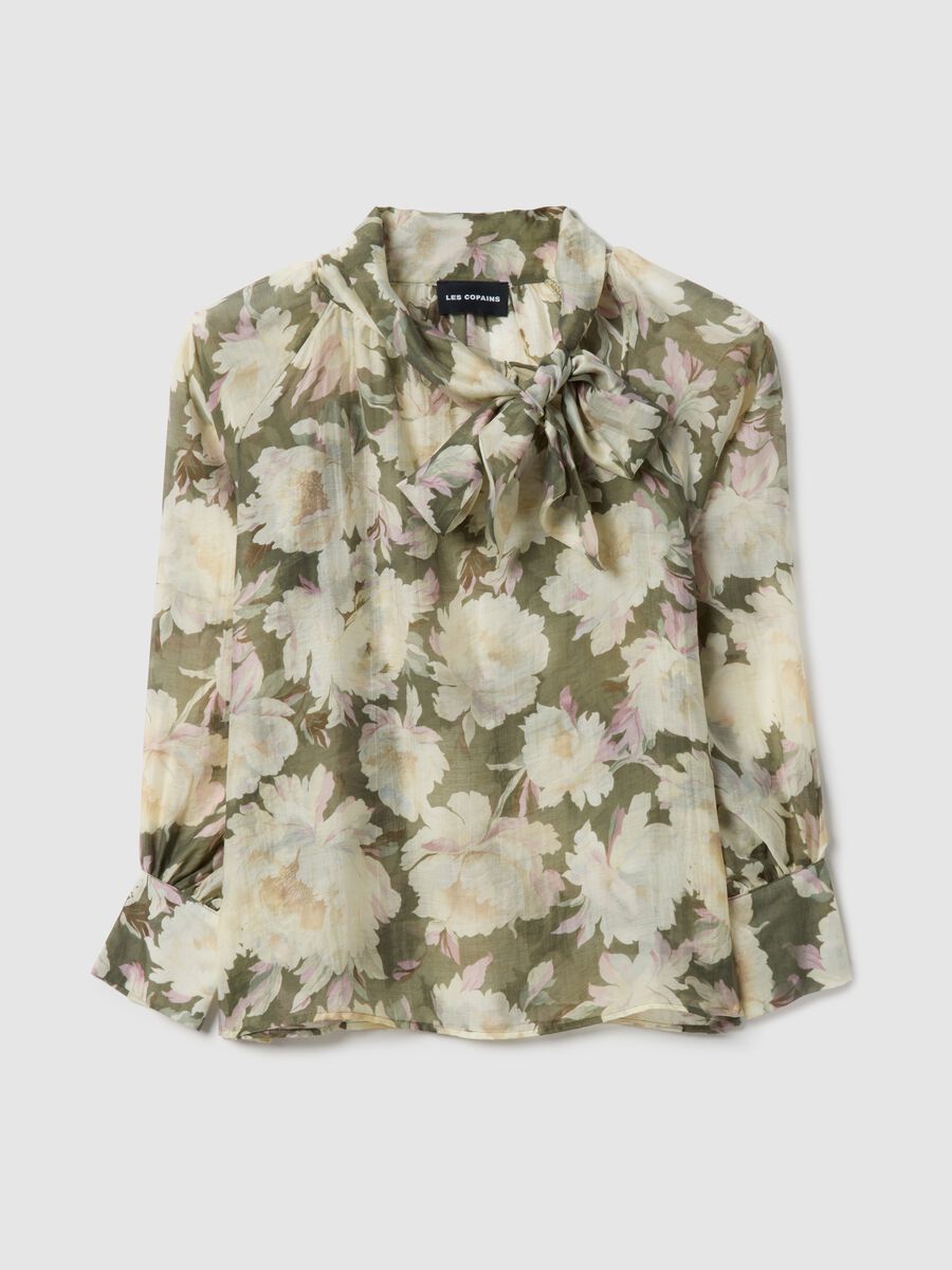 Multicoloured Lyocell blend regular fit shirt with floral patterns_4