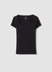 Black fitted stretch cotton T-shirt with square neckline_4