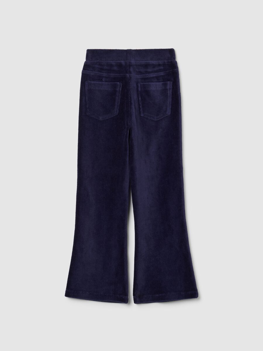 Girls' Cotton Blend Blue Flare Trousers_1