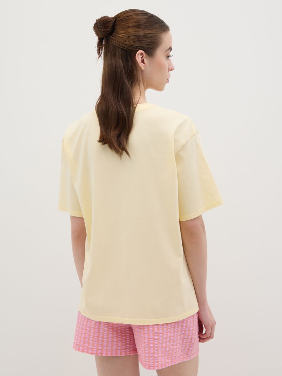 Women's yellow pure cotton T-shirt, relaxed fit_3