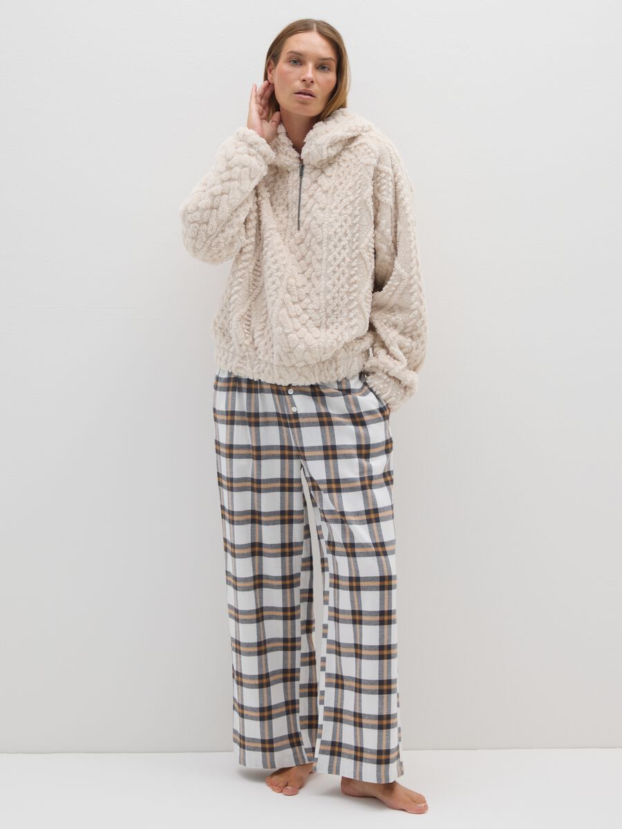 Brown Cotton Blend Pyjama Trousers_0