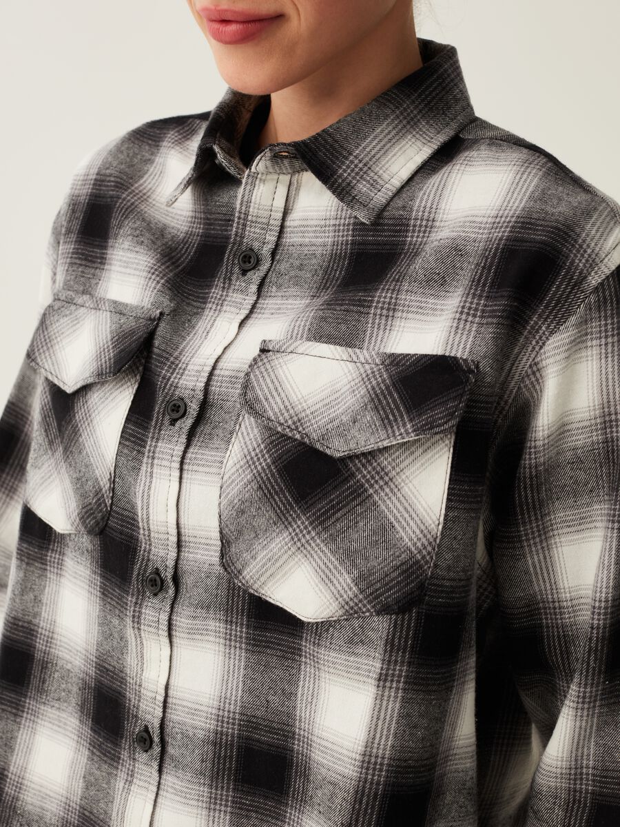 Camicia cropped in flanella fantasia check_3
