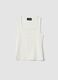 White stretch viscose tank top with embroidered detail_0