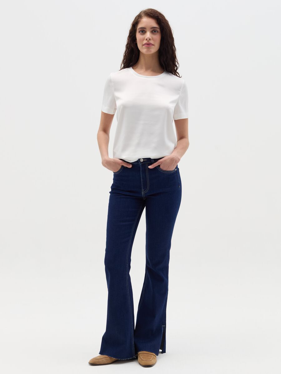 Short-sleeved blouse in satin_1