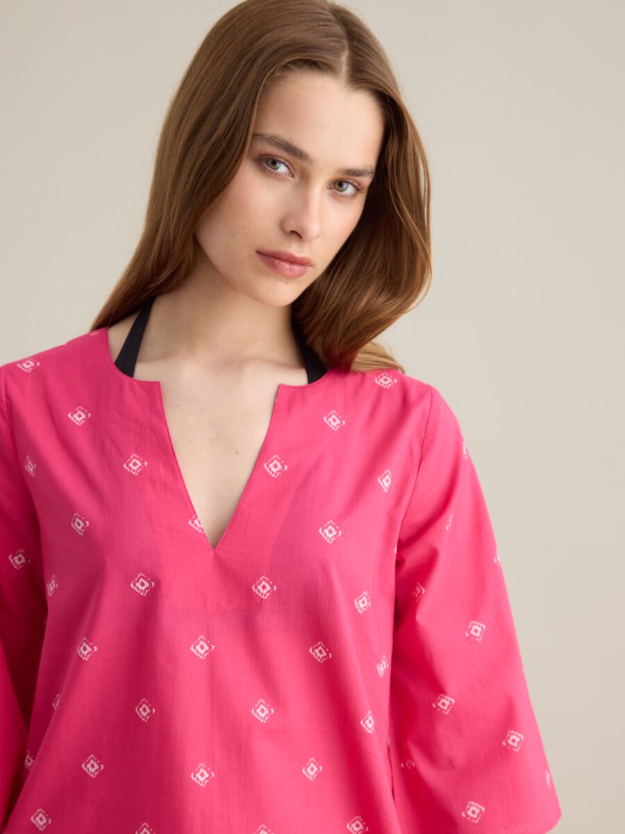 Women's Long Dress in Pure Pink Cotton_2