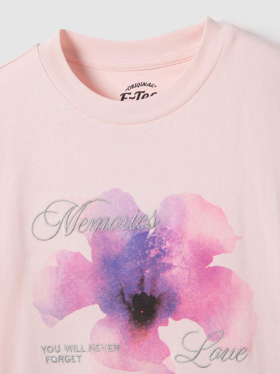 Regular Fit Pure Cotton Pink T-shirt with Floral Print_5