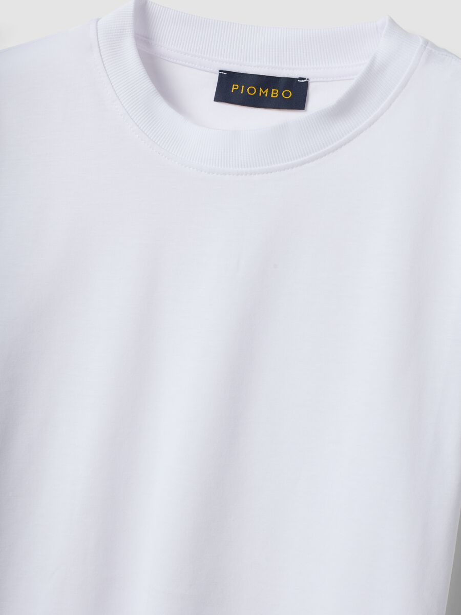 T-shirt bianca in puro cotone supima a maniche corte regular fit_1