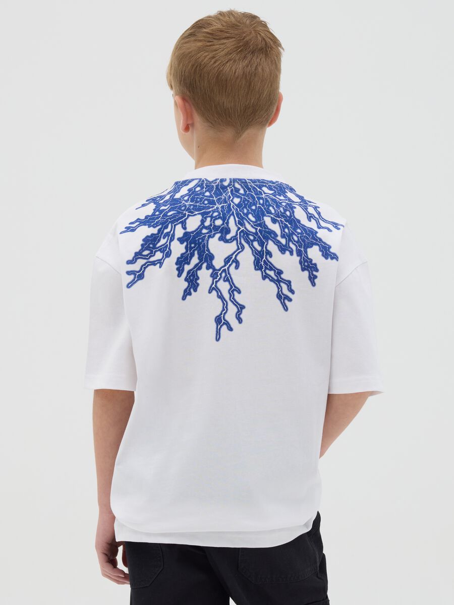 Cotton T-shirt with "Crush" lightning print_2