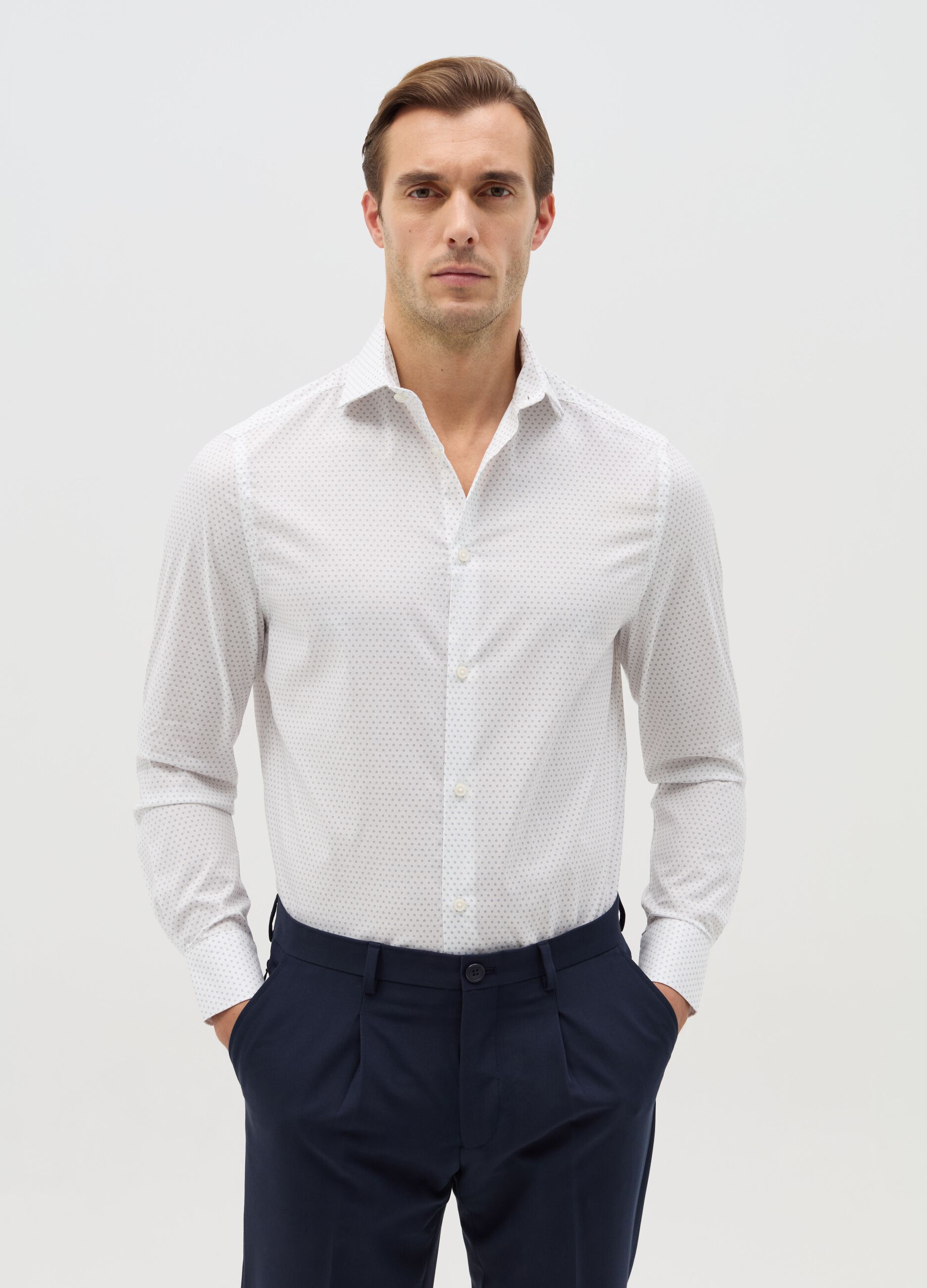 Regular-fit shirt with micro print
