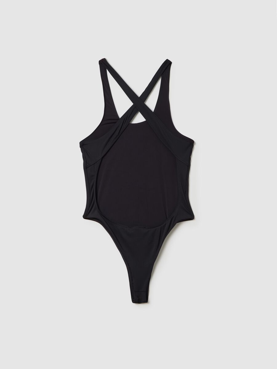 Cross Back Cut Out Swimsuit Black_5