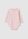 Newborn's pink pure cotton bodysuit with fancy collar_1