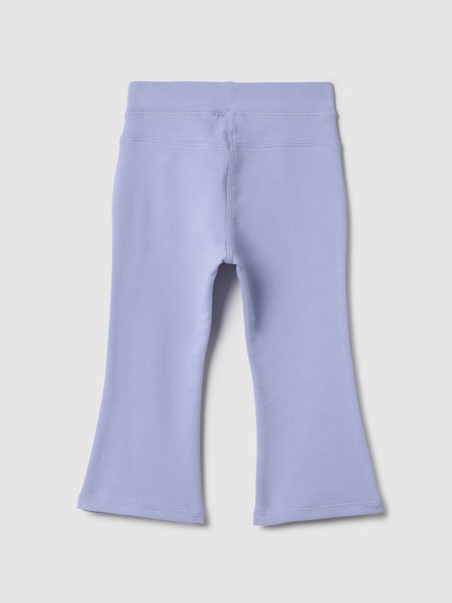 Slim fit violet stretch cotton trousers for girls_1