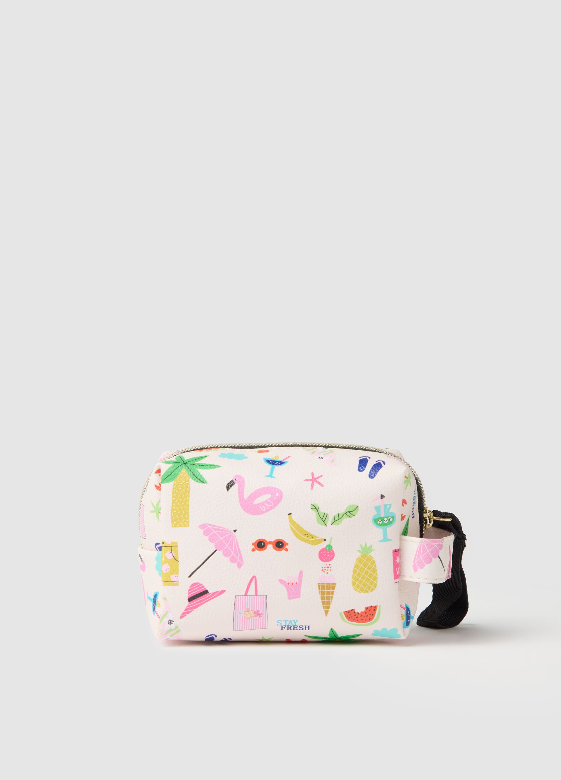 Beauty case da donna in PVC multicolor con maniglia