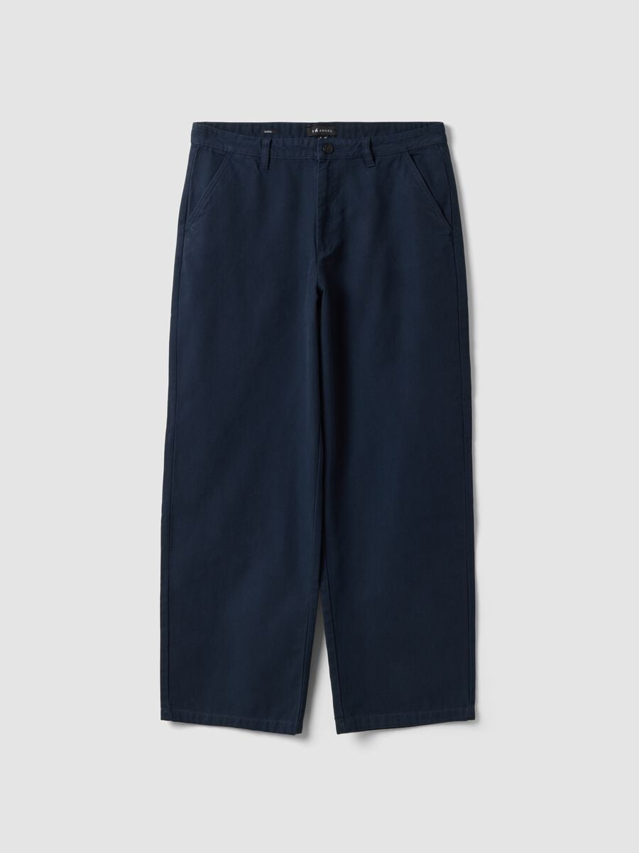 Pantaloni chino blu in puro cotone barrel fit_4