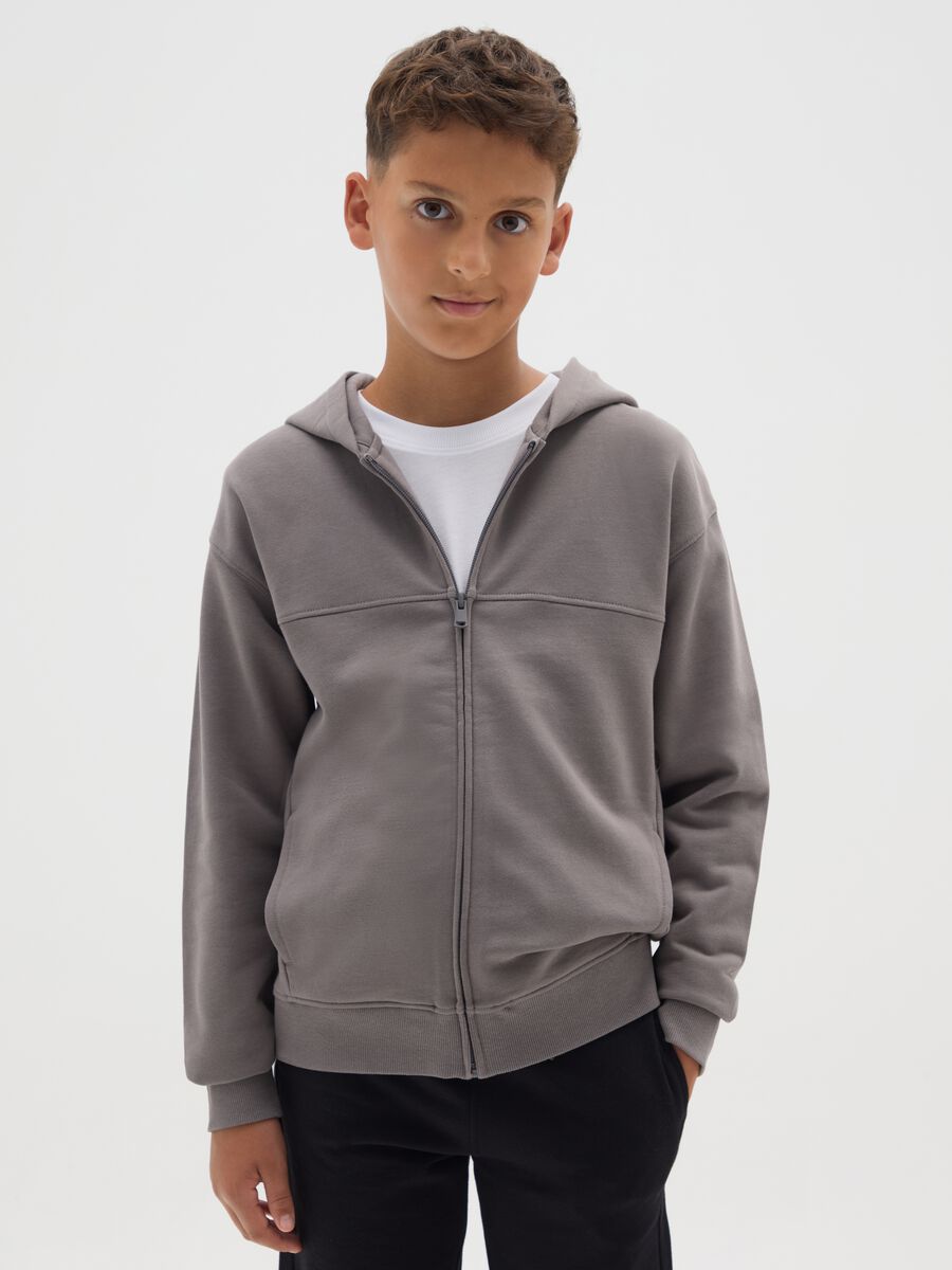 Felpa da ragazzo in puro cotone grigia regular fit_0