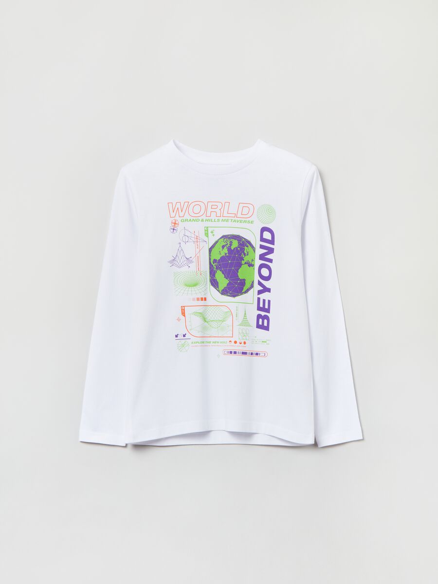 T-shirt a maniche lunghe con stampa_0