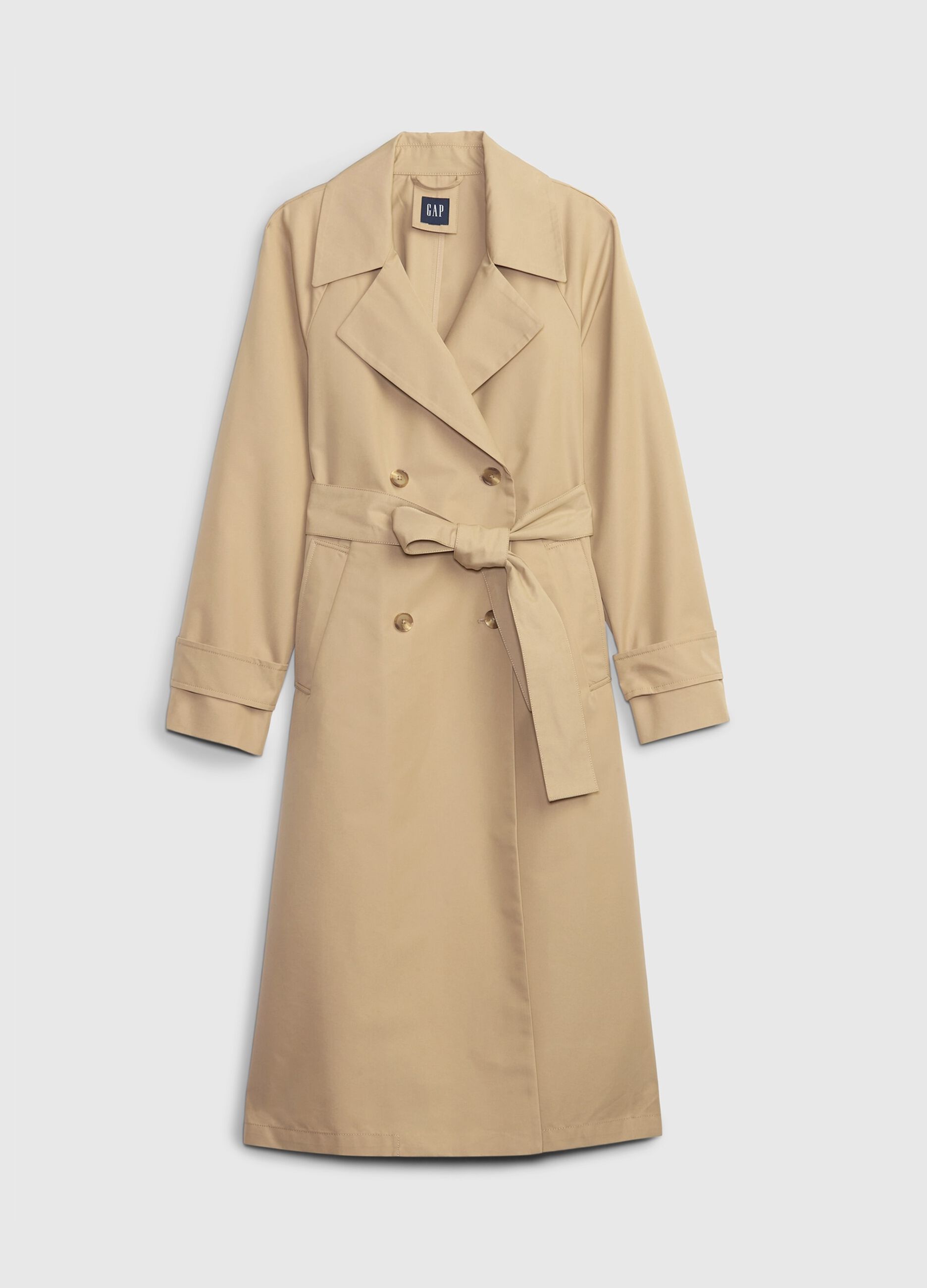 Trench lungo con maniche raglan