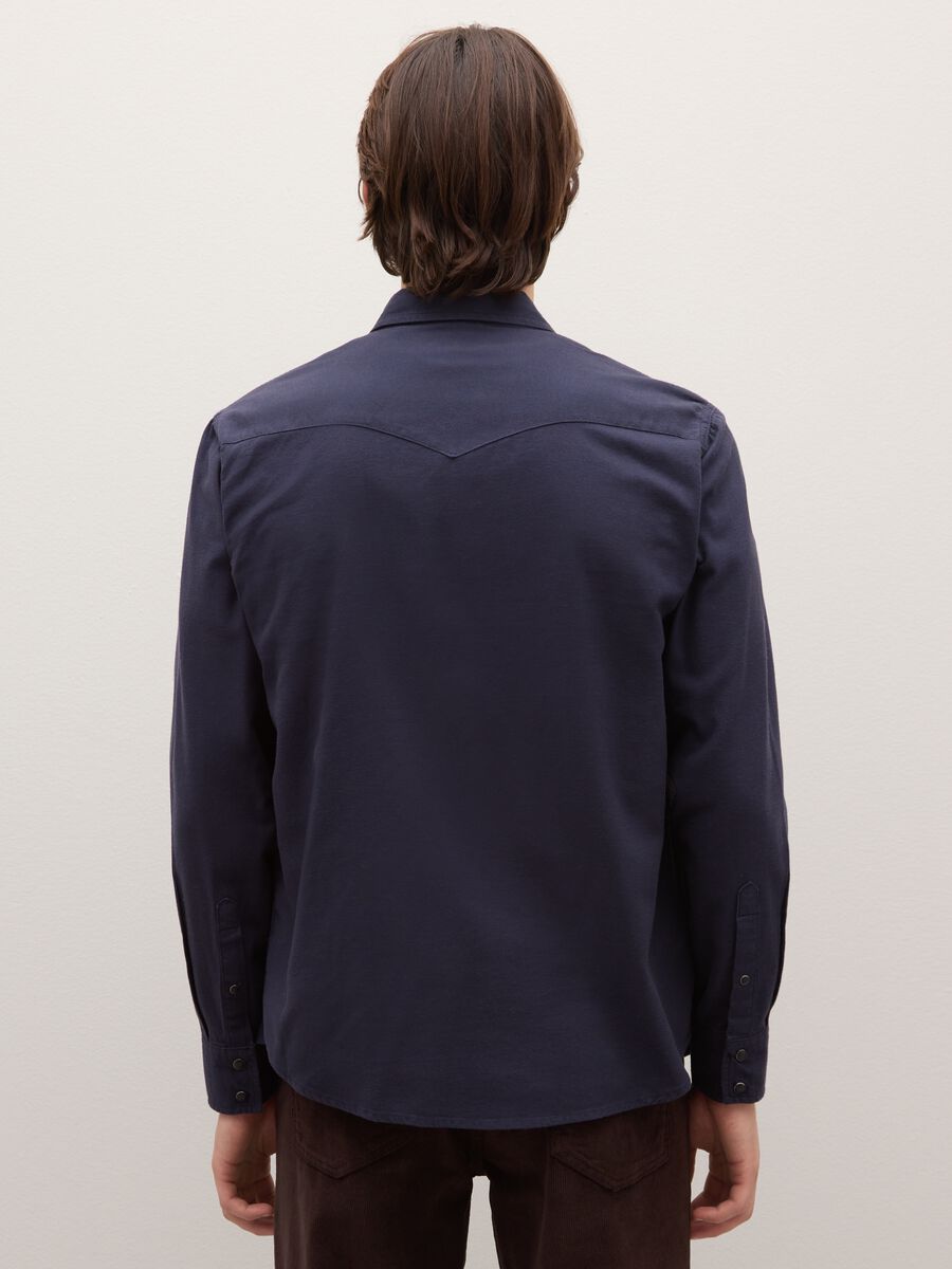 Pure cotton blue flannel shirt regular fit_3