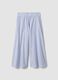 Long white and blue striped pure cotton skirt_4