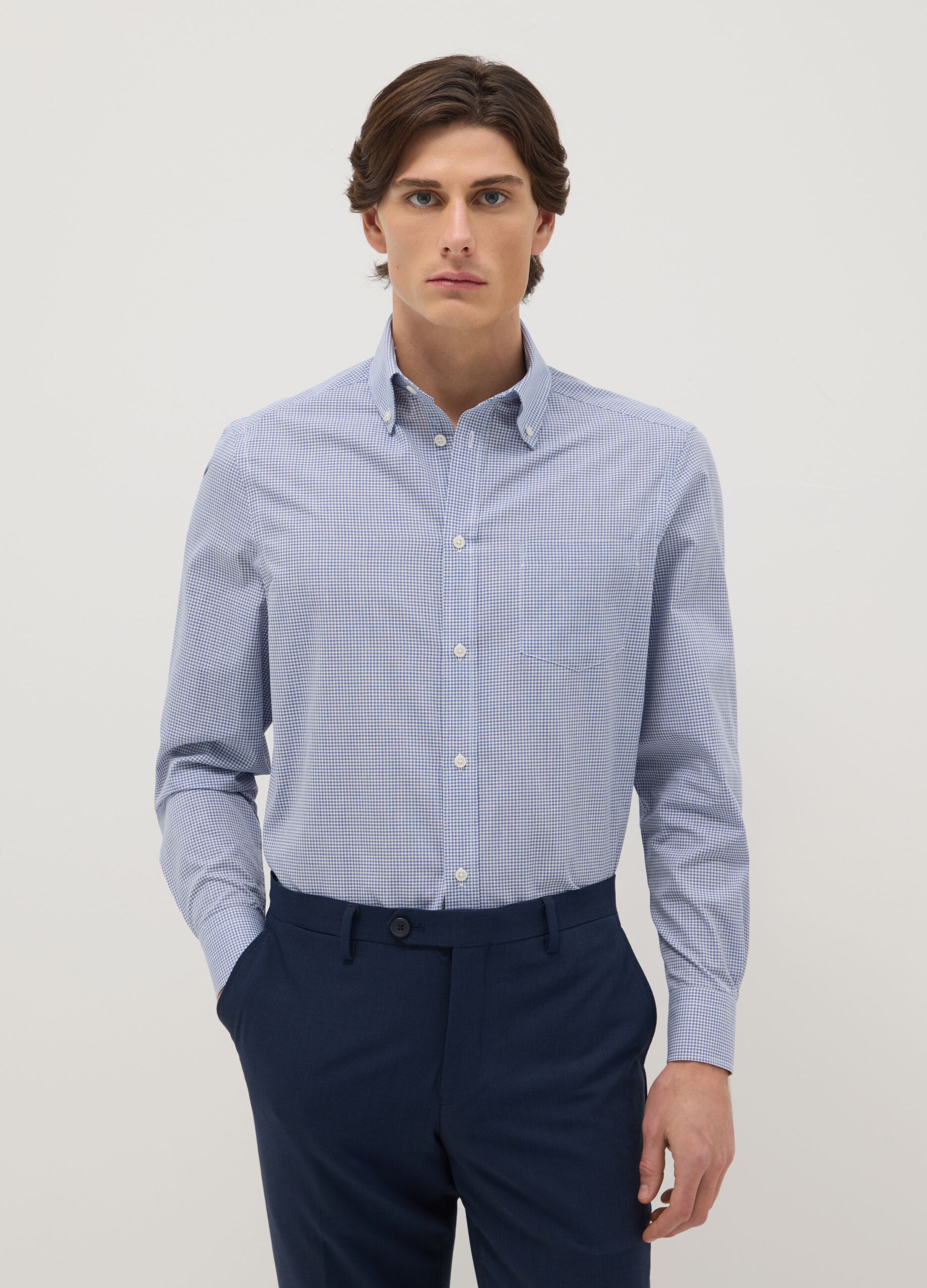 Multicolour Plaid Cotton Blend Slim Fit Easy Iron Shirt