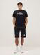 Black cotton blend regular fit sports shorts with Lakers logo_0