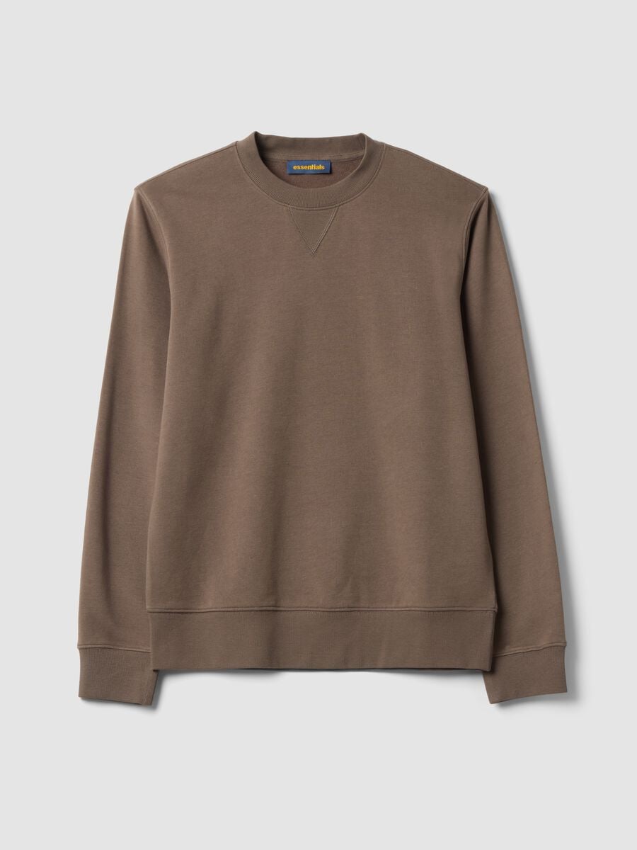 Felpa grigia girocollo in misto cotone regular fit_0