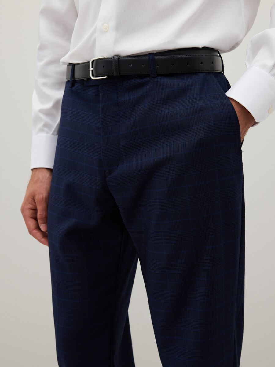 Regular fit blue stretch blend trousers_5