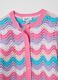 Pink and light blue cardigan with striped openwork design_2