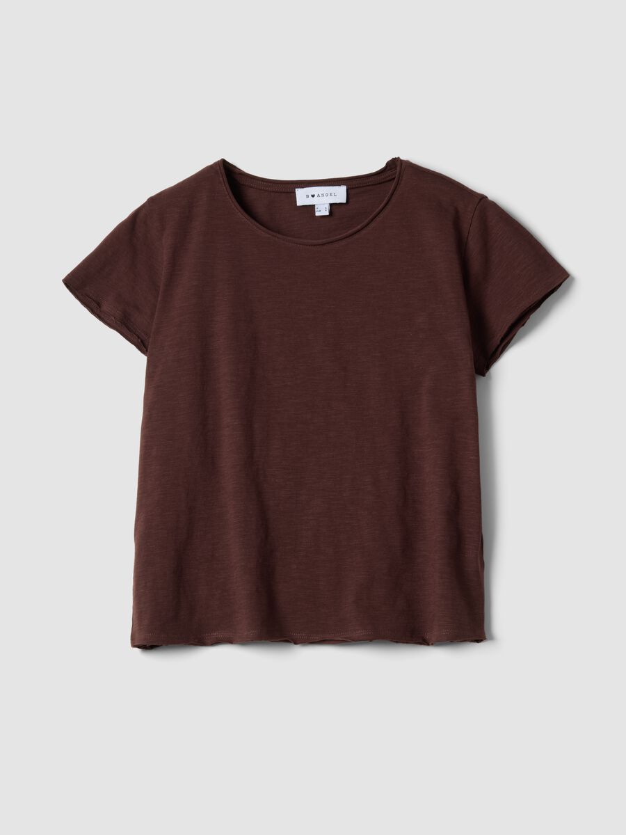Brown short-sleeve pure cotton T-shirt, regular fit_0