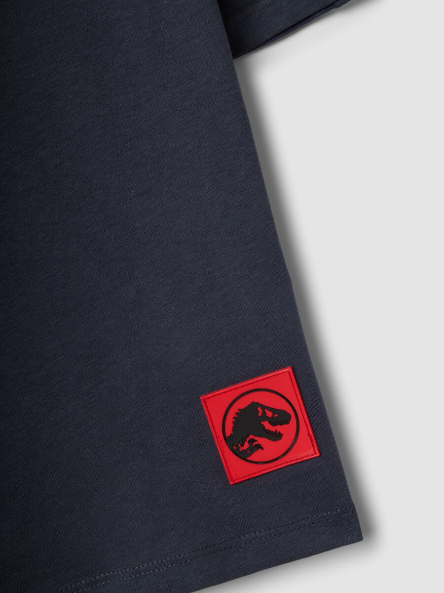 T-shirt in puro cotone blu da bambino oversize fit con stampa_3