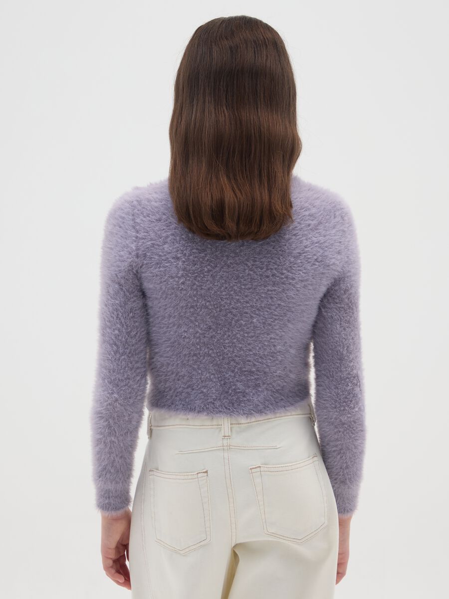 Maglione viola morbido da ragazza vestibilità fitted_1