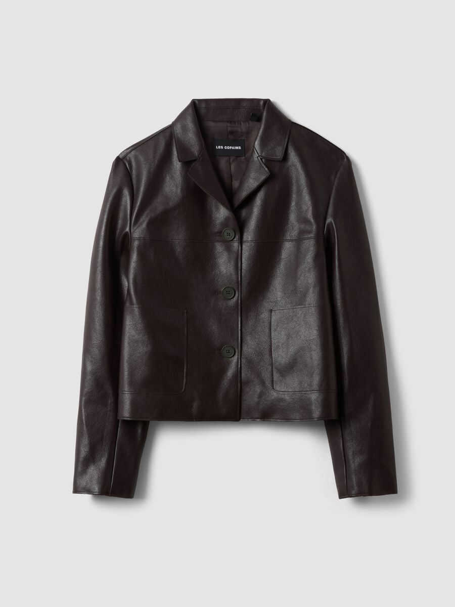 Brown regular-fit jacket with buttons_0