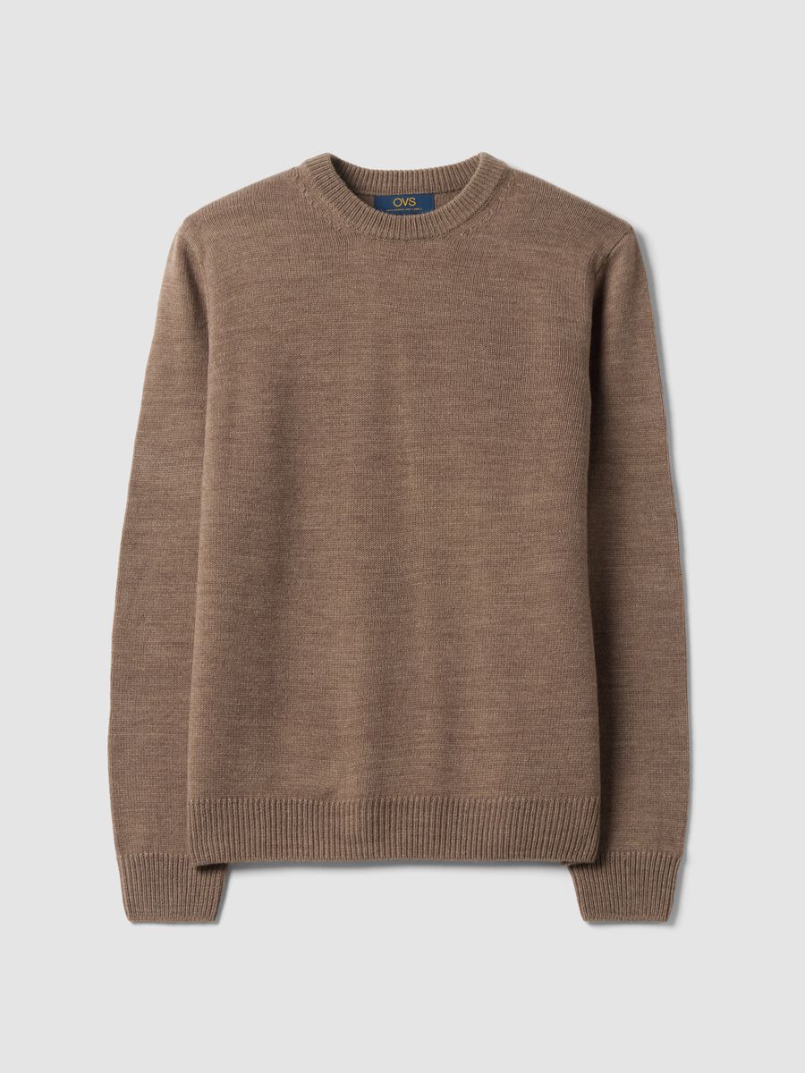 Maglia marrone girocollo in jersey knit regular fit_0