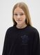 Black pure cotton girl’s sweater regular fit with round neckline_2