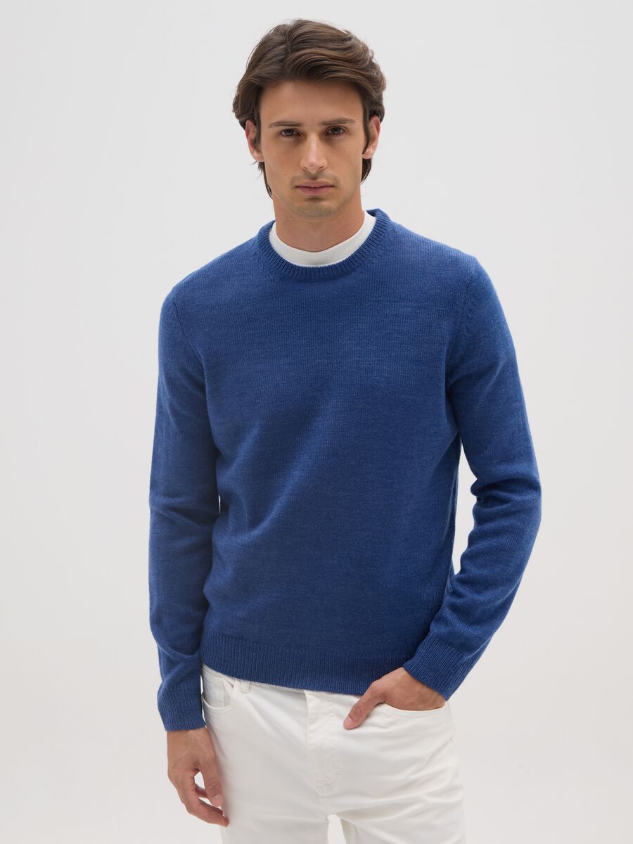 Blue Crew Neck Jumper Regular Fit_0