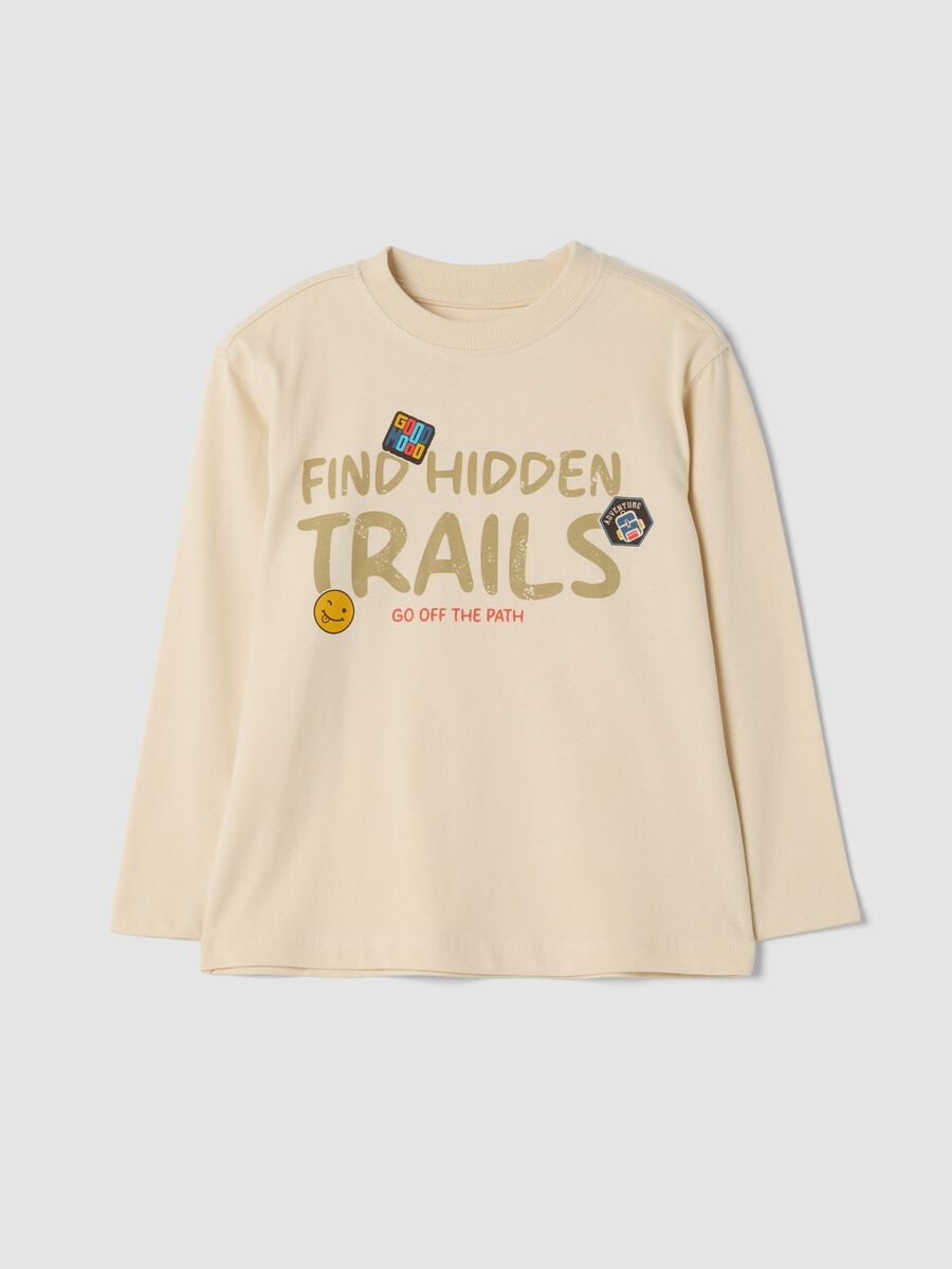 T-shirt sabbia in puro cotone organico con stampa over fit_0