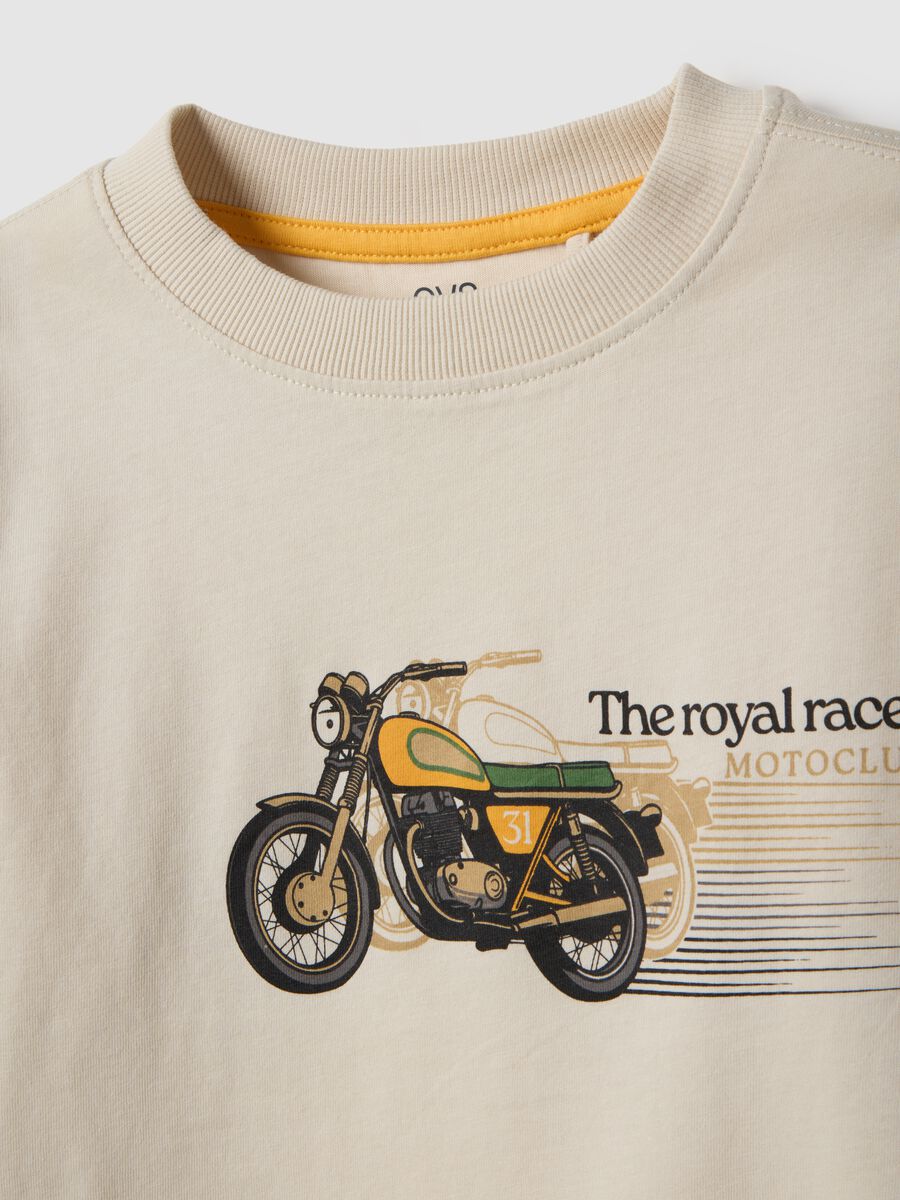 T-shirt in puro cotone beige regular fit con stampa_2
