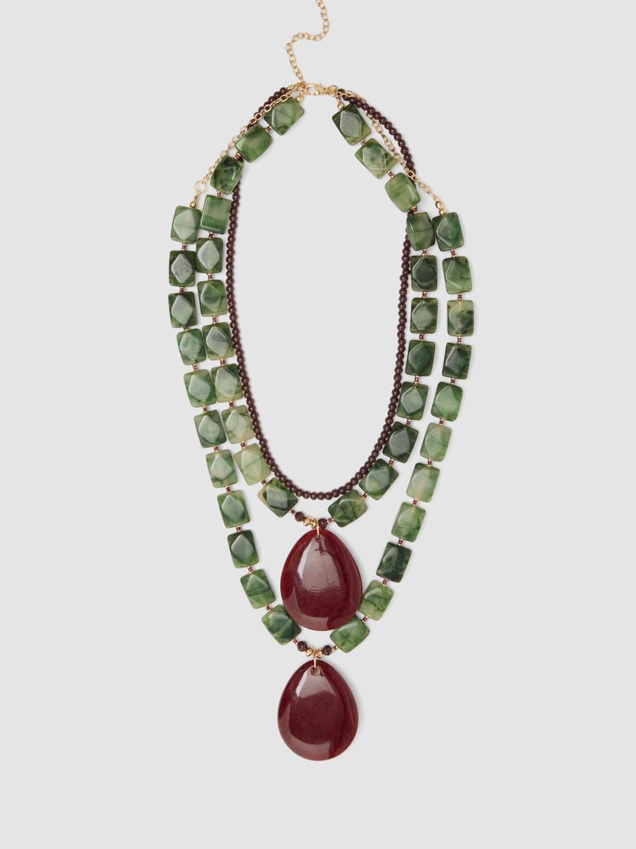 Green and blue double-strand necklace with pendants_0