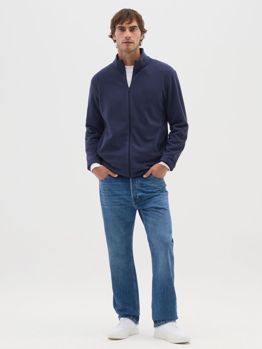 Felpa in pile blu regular fit_1