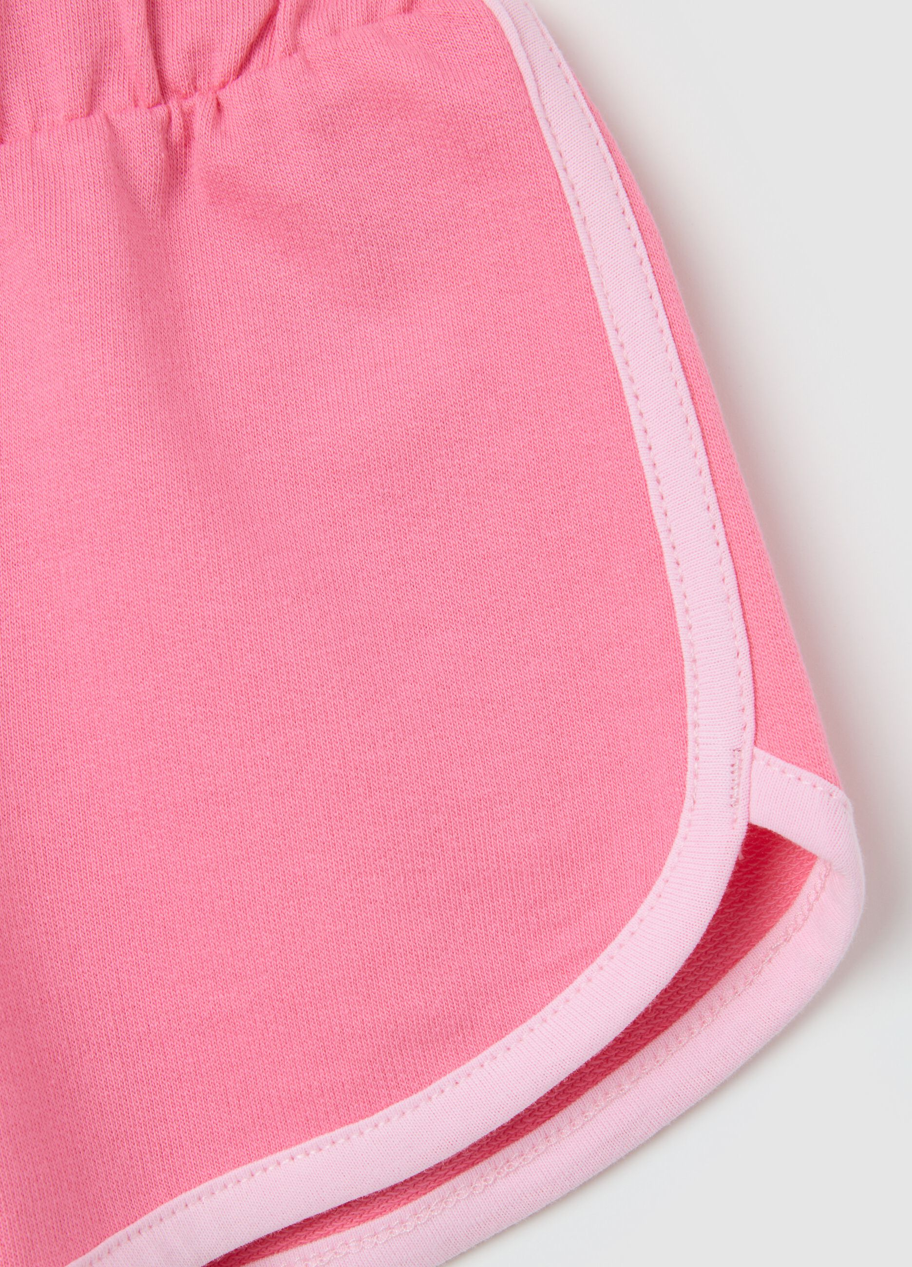 Shorts da bambina in puro cotone rosa regular fit con vita elasticizzata
