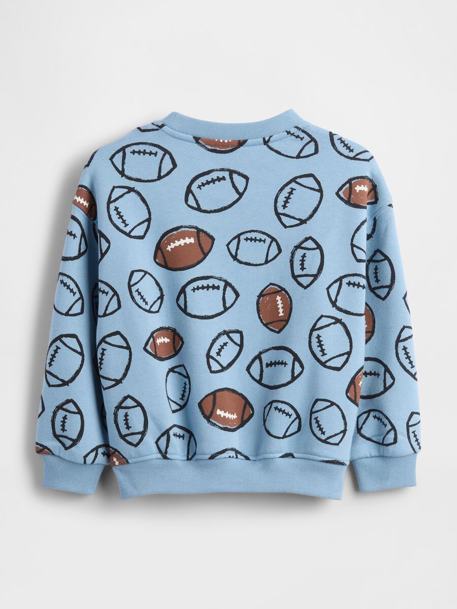 Crewneck blue sweatshirt with football print_1