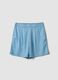 Light blue pure lyocell shorts with elasticated waist, relaxed fit_4