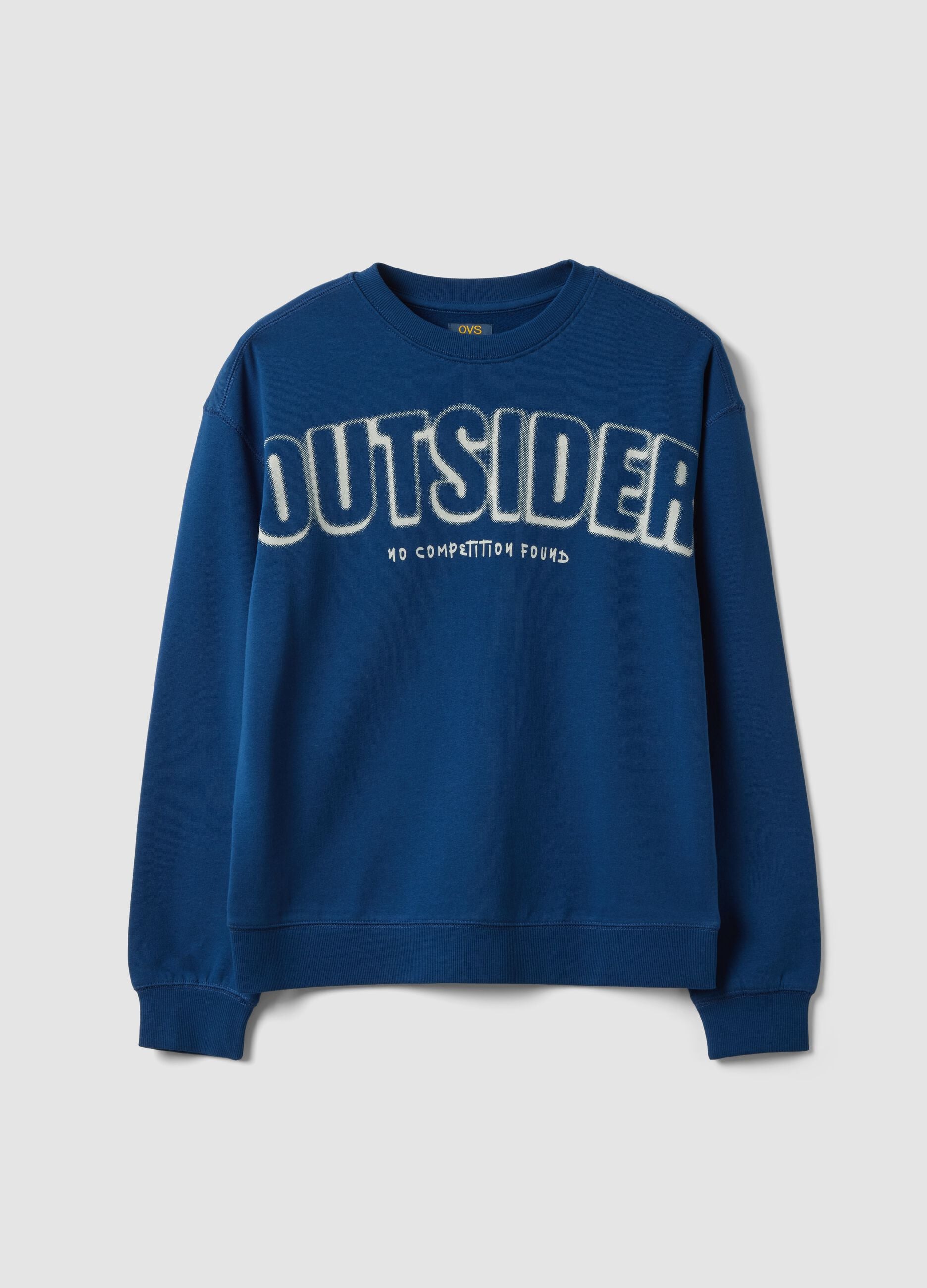 Blue crew-neck sweatshirt in 100% organic cotton