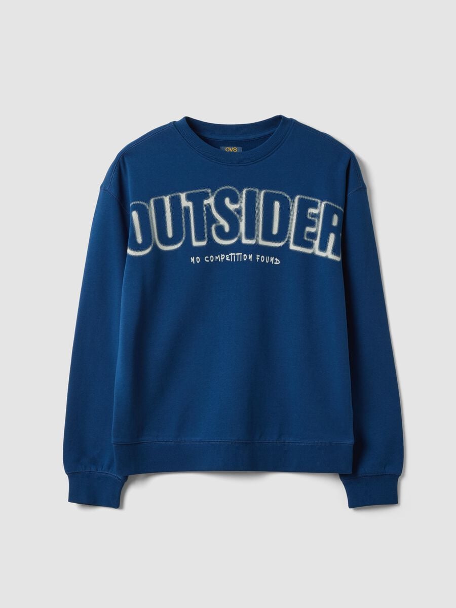 Blue crew-neck sweatshirt in 100% organic cotton_0
